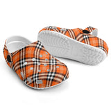 Tartan Orange- Kids Clogs - FREE p&p Worldwide