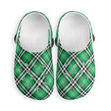 Tartan Green - Kids Clogs - FREE p&p Worldwide