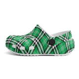 Tartan Green - Kids Clogs - FREE p&p Worldwide