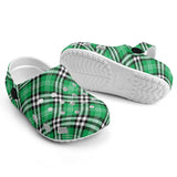 Tartan Green - Kids Clogs - FREE p&p Worldwide