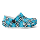 Tartan Blue - Kids Clogs - FREE p&p Worldwide