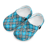 Tartan Blue - Kids Clogs - FREE p&p Worldwide