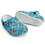 Tartan Blue - Kids Clogs - FREE p&p Worldwide