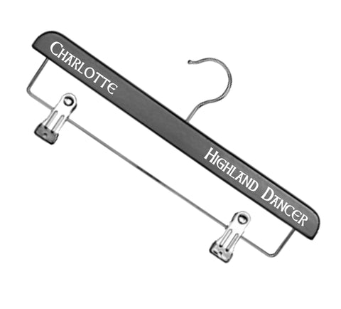Single bar Kilt Coat Hanger Black Personalised