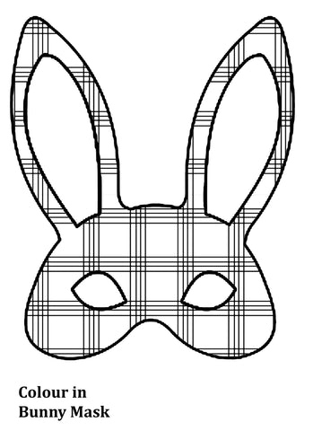 Colour in a Tartan Bunny Mask - FREE digital download