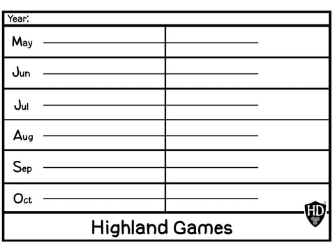 Highland Games Dates (Free Digital Download)
